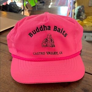 Vintage Buddha Baits Castro Valley CA pink canvas cord cap Otto hat